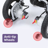 EQUIPMED Ultra-Light Power Wheelchair, Tight Turning, Airline Approved, Folding, ARTG Certified, Aluminium Frame, Lithium Battery, Grey - Rear View