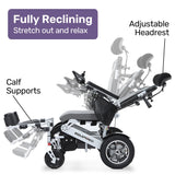 EQUIPMED Power Electric Wheelchair, Folding, Airline Approved, ARTG Certified, Recline Adjustment, Headrest, Aluminium Frame, Lithium Battery - Top-Down View