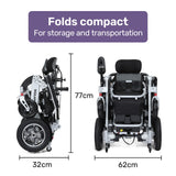 EQUIPMED Power Electric Wheelchair, Folding, Airline Approved, ARTG Certified, Recline Adjustment, Headrest, Aluminium Frame, Lithium Battery - Rear View