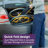 EQUIPMED Kids Paediatric Wheelchair, 100kg Rated, 110-140cm Rider Height, Quick Folding, Adjustable Footrests, 22