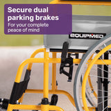 EQUIPMED Kids Paediatric Wheelchair, 100kg Rated, 110-140cm Rider Height, Quick Folding, Adjustable Footrests, 22