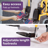 EQUIPMED Kids Paediatric Wheelchair, 100kg Rated, 110-140cm Rider Height, Quick Folding, Adjustable Footrests, 22