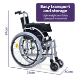 EQUIPMED Kids Premium Paediatric Wheelchair, Lightweight Aluminium, 22