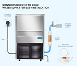 POLYCOOL Commercial Ice Maker Machine, up to 45kg/24hr, Donper Compressor, Undercounter, Freestanding - 45-Degree Angle