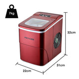 POLYCOOL 2L Portable Ice Cube Maker Machine Automatic with Control Panel, Red - Front View