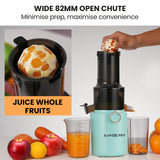 EUROCHEF Cold Press Slow Juicer Machine, Large Chute, 200W, Seafoam Green - 45-Degree Angle