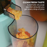 EUROCHEF Cold Press Slow Juicer Machine, Large Chute, 200W, Seafoam Green - Close-Up Angle