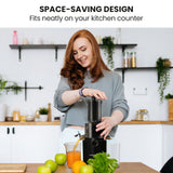 EUROCHEF Cold Press Slow Juicer Machine, Large Chute, 200W, Charcoal Grey - Side View