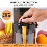 EUROCHEF Cold Press Slow Juicer Machine, Large Chute, 200W, Charcoal Grey - Top-Down View