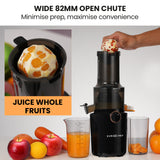 EUROCHEF Cold Press Slow Juicer Machine, Large Chute, 200W, Charcoal Grey - 45-Degree Angle