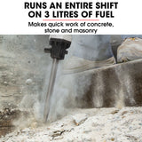 BAUMR-AG 2 Stroke 52cc Petrol Jackhammer, with 2 Chisels, Carry Bag - Side View