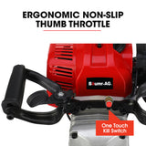 BAUMR-AG 2 Stroke 52cc Petrol Jackhammer, with 2 Chisels, Carry Bag - Top-Down View