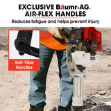 BAUMR-AG 2 Stroke 52cc Petrol Jackhammer, with 2 Chisels, Carry Bag - 45-Degree Angle