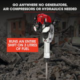 Baumr-AG 4 Stroke Petrol Jackhammer, with 2 Chisels, Carry Bag - Front View