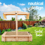 ROVO KIDS Sandpit Toy Box Canopy Wooden Outdoor Sand Pit Children Play Cover - Front View