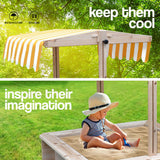 ROVO KIDS Sandpit Toy Box Canopy Wooden Outdoor Sand Pit Children Play Cover - Side View
