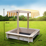 ROVO KIDS Sandpit Toy Box Canopy Wooden Outdoor Sand Pit Children Play Cover - Rear View