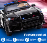 ROVO KIDS Ride-On Car Patrol Electric Battery Powered Toy Black - Side View