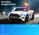 ROVO KIDS Ride-On Car Patrol Electric Battery Powered Toy White - Top-Down View