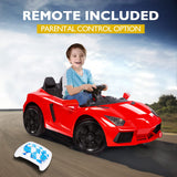 ROVO KIDS Ride-On Car LAMBORGHINI Inspired - Electric Toy Battery Remote Red - Side View