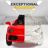 ROVO KIDS Ride-On Car LAMBORGHINI Inspired - Electric Toy Battery Remote Red - Close-Up Angle