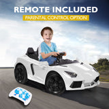 ROVO KIDS Ride-On Car LAMBORGHINI Inspired Electric Toy Battery Remote White - Side View
