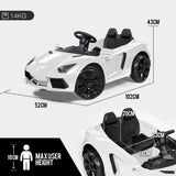 ROVO KIDS Ride-On Car LAMBORGHINI Inspired Electric Toy Battery Remote White - Rear View
