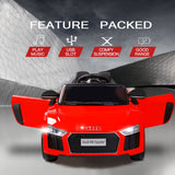 Rovo Kids Kids Ride-On Car Licensed AUDI R8 SPYDER Battery Electric Toy Remote 12V Red - Front View