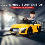 Rovo Kids Kids Ride-On Car Licensed AUDI R8 SPYDER Battery Electric Toy Remote 12V Yellow - Side View