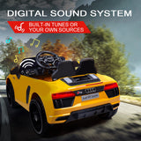 Rovo Kids Kids Ride-On Car Licensed AUDI R8 SPYDER Battery Electric Toy Remote 12V Yellow - Top-Down View