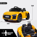 Rovo Kids Kids Ride-On Car Licensed AUDI R8 SPYDER Battery Electric Toy Remote 12V Yellow - Rear View