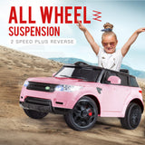 ROVO KIDS Ride-On Car Electric Battery Childrens Toy Powered w/ Remote 12V Pink - Side View