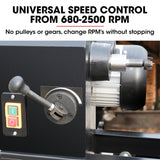 BAUMR-AG 1000 x 350mm Heavy Duty Wood Lathe Turning Machine, 550W S1 Motor, Variable Speed, with Stand - Top-Down View