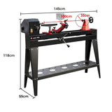 BAUMR-AG 1000 x 350mm Heavy Duty Wood Lathe Turning Machine, 550W S1 Motor, Variable Speed, with Stand - Rear View