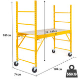 Baumr-AG Adjustable Mobile Scaffolding, 450kg Capacity, with Trapdoor Hatch - Front View