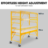 Baumr-AG Adjustable Mobile Scaffolding, 450kg Capacity, with Trapdoor Hatch - Rear View