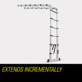 Bullet 3.8m Multipurpose Telescopic Folding Ladder Aluminium Alloy Extension - Top-Down View