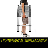 Bullet 3.8m Telescopic Aluminium Ladder Alloy Extension Extendable Steps Multi Portable - Front View