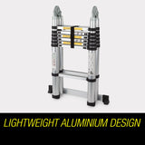Bullet 4.4m Multipurpose Aluminium Telescopic Folding Ladder Alloy Extension Steps - Front View