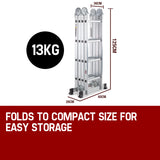 BULLET Pro 4.7m Multi-Purpose Ladder Aluminium Extension Folding Adjustable Step - 45-Degree Angle