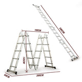 Bullet 5.8m Multipurpose Ladder Aluminium Extension Folding Adjustable Step - Rear View