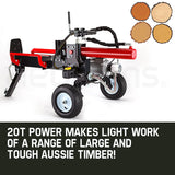 Baumr-AG 20 Ton Electric Log Splitter 20T Heavy-Duty Wood Cutter Hydraulic Fire Wood Block Axe - Close-Up Angle