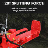 BAUMR-AG 20 Tonne Petrol Hydraulic Wood Log Splitter, Horizontal and Vertical Logsplitter - HPS500 - Front View