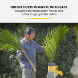 MICHIGAN 2400W Electric Crushing Impact Shredder, Quiet High Torque Garden Mulcher Chipper, Shreds Palm Fronds - Close-Up Angle