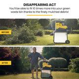 MICHIGAN 2400W Electric Crushing Impact Shredder, Quiet High Torque Garden Mulcher Chipper, Shreds Palm Fronds - Low Angle