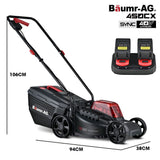 BAUMR-AG 450CX 40V SYNC Cordless Lawn Mower Kit, Fast Charger, 2 x 4Ah Battery, 320mm Grass Cutting Path - Front View