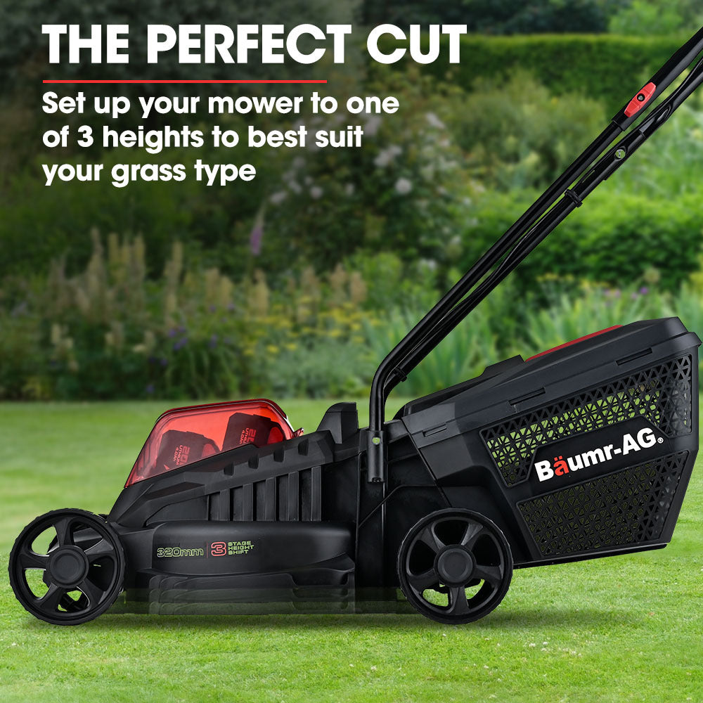 BAUMR-AG 450CX 40V SYNC Cordless Lawn Mower Kit, Fast Charger, 2 x 4Ah Battery, 320mm Grass Cutting