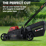 BAUMR-AG 450CX 40V SYNC Cordless Lawn Mower Kit, Fast Charger, 2 x 4Ah Battery, 320mm Grass Cutting Path - Rear View