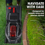 BAUMR-AG 450CX 40V SYNC Cordless Lawn Mower Kit, Fast Charger, 2 x 4Ah Battery, 320mm Grass Cutting Path - Close-Up Angle