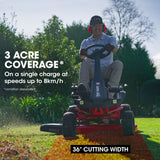 BAUMR-AG 36 Inch 48V Electric Ride On Lawn Mower Brushless Lawnmower - 360RX - Rear View